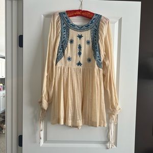 Free People Embroidered Open-Back Top